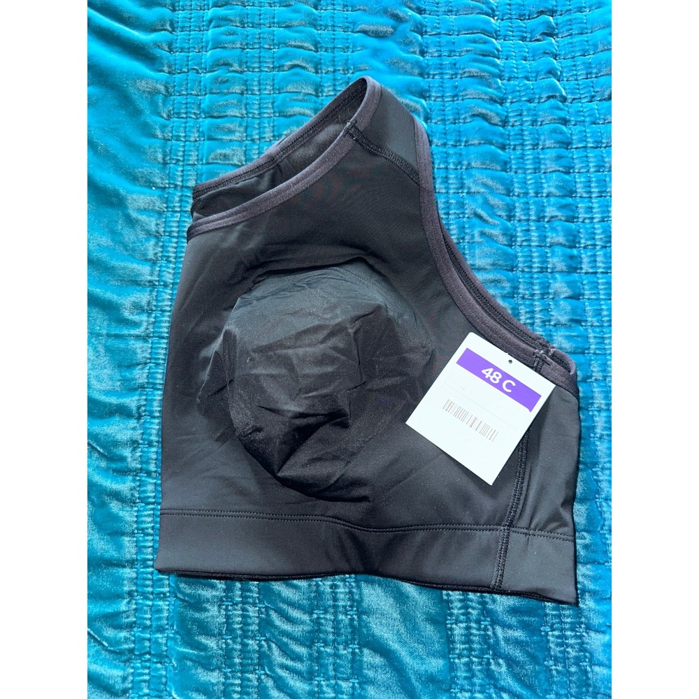 Womens Black‎ Full Coverage Sports Bra Racerback Padded Support 48C